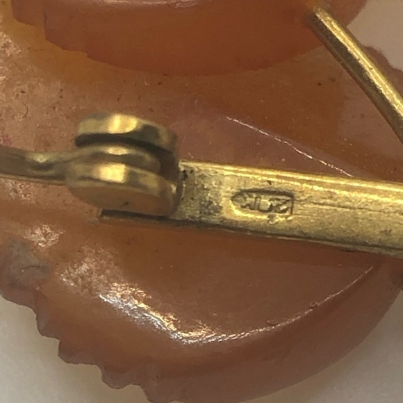 Vtg Kaliningrad Amber Gold Filled Leaves Brooch 2” - Picture 6 of 7